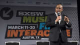 Anthony Foxx, U.S. secretary of transportation, speaks during the South By Southwest (SXSW) Interactive Festival at the Austin Convention Center in Austin, Texas, U.S.