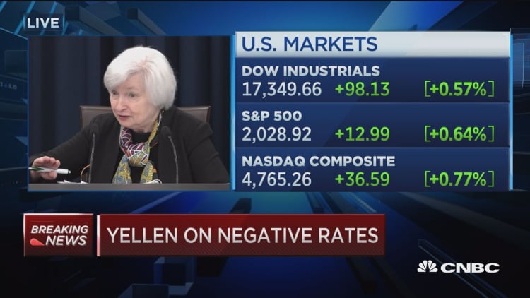 Yellen: Negative rates not part of active discussion