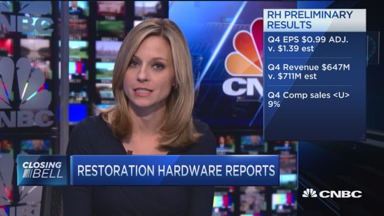 Restoration Hardware reports after bell