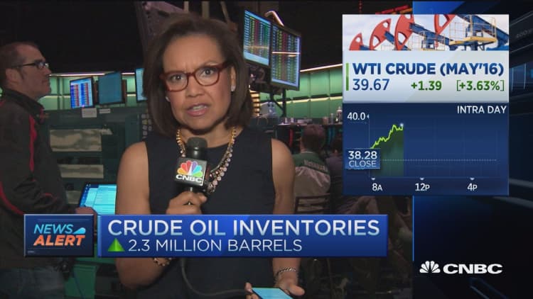 Crude inventories up 2.3 million barrels