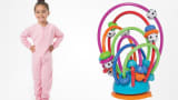 Children's products: Creating X Children;s onesie pajamas (l) and Manhattan Toy Busy Loops (r).