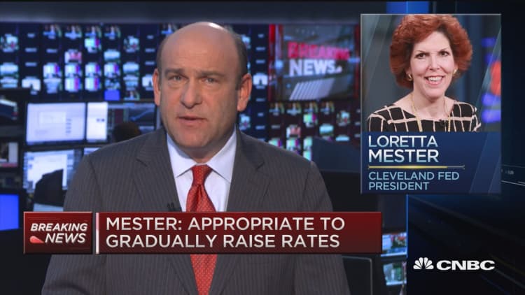 Mester: Appropriate to gradually raise rates