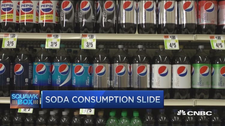 Soda sales fizzle but stocks pop