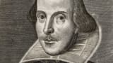 Portrait of William Shakespeare from the title page of the First Folio of Shakespeare's plays; copper engraving by Martin Droeshout, 1623.
