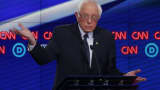 Democratic U.S. presidential candidate Senator Bernie Sanders speaks during a Democratic debate