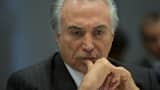 Michel Temer listens during an interview in New York, U.S.