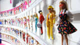 Barbie dolls in the Mattel display at the annual Toy Fair in New York.