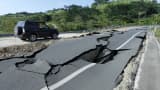 Damage is seen on the road between Pedernales and Jama after Ecuador's earthquake.