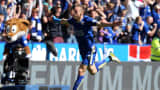 Jamie Vardy of Leicester City celebrates after scoring to make it 1-0 during the Barclays Premier League match between Leicester City and West Ham at the King Power Stadium on April 17 , 2016 in Leicester, United Kingdom.