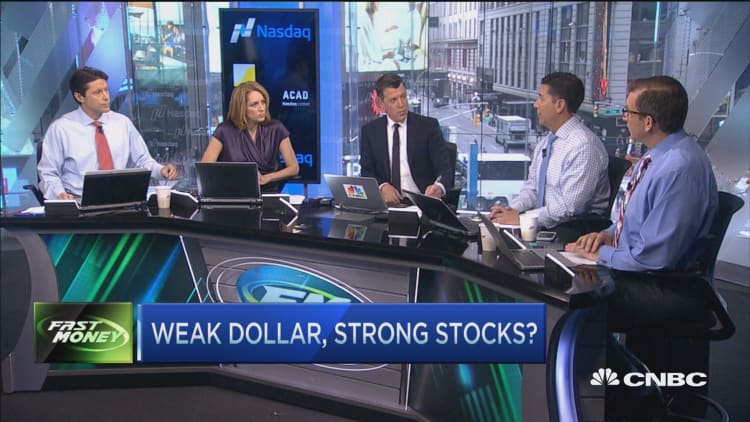 Weak dollar, strong stocks?
