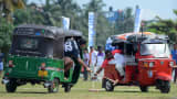 A tuk-tuk (three-wheeler) polo match in Sri Lanka