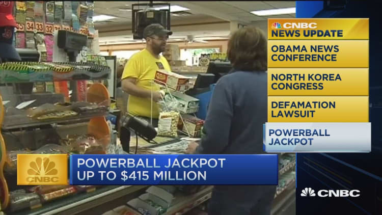 CNBC update: Powerball jackpot up to $415M