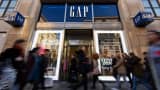 An exterior view of fashion retailer Gap's Oxford Street store on February 11, 2016 in London.