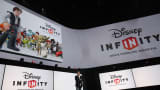 John Vignocchi, vice president of production at Disney Interactive Studios, speaks about the Disney Infinity 3.0 video game during a Sony Corp. event ahead of the E3 Electronic Entertainment Expo in Los Angeles, California, U.S., on Monday, June 15, 2015.