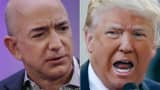Jeff Bezos, CEO of Amazon and Republican presidential candidate Donald Trump