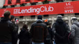 Lending Club banners hang on the facade of the New York Stock Exchange for it's IPO on December 11, 2014 in New York.