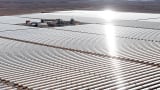 An aerial view of the solar mirrors at the Noor 1 Concentrated Solar Power plant, outside the central Moroccan town of Ouarzazate, February 4, 2016.
