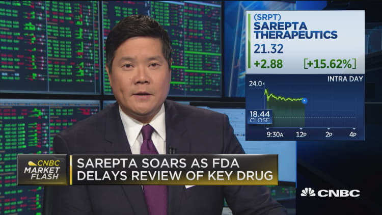 Sarepta soars as FDA delays review of key drug