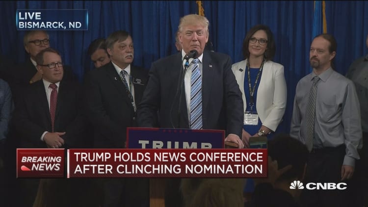 Trump holds news conference after clinching nomination