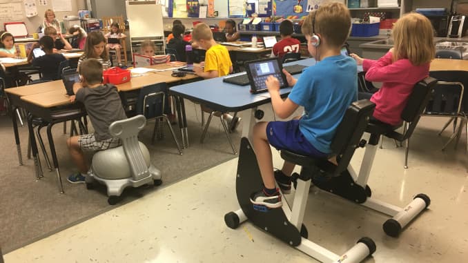 Students at Oakridge Elementary school are equipped to stay active in the classroom.