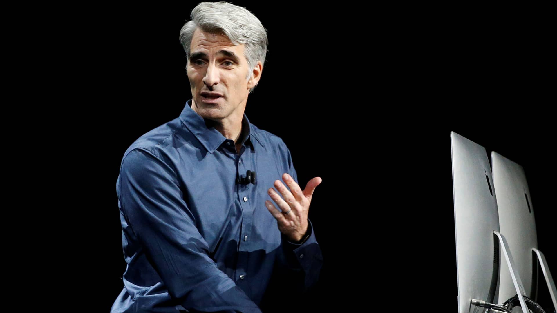 Craig Federighi, Senior Vice President of Software Engineering for Apple, discusses the Siri desktop assistant for MacOS Sierra at the company's Worldwide Developers Conference in San Francisco, June 13, 2016.