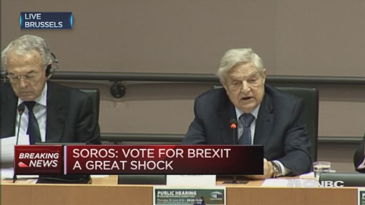 Vote for Brexit is a great shock: George Soros