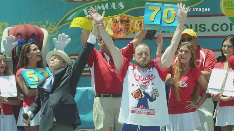 Joey Chestnut eats 70 hot dogs to reclaim championship title