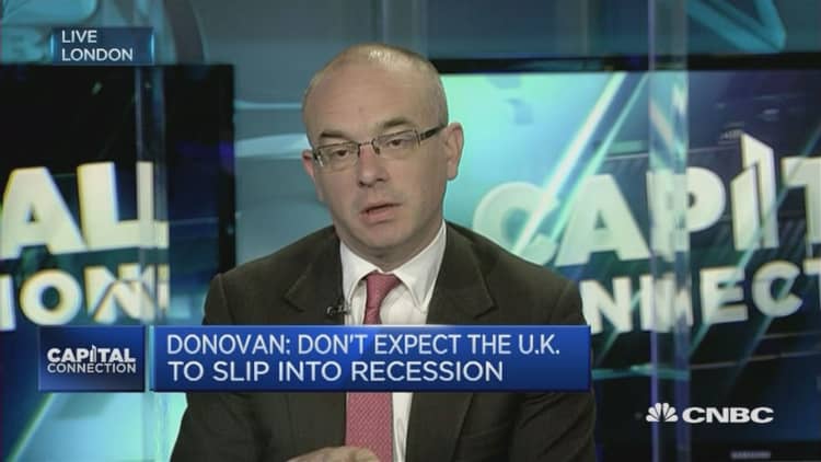 UBS' Donovan: UK won't slip into a recession