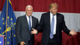 Indiana Governor Mike Pence and presumptive U.S. Republican presidential candidate Donald Trump