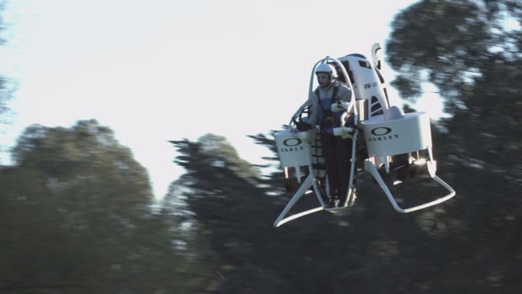 This is the first flying golf cart jetpack
