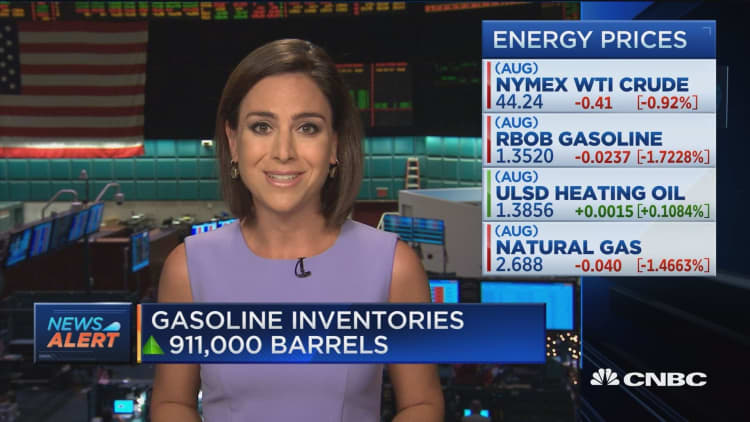 Crude oil inventories lower