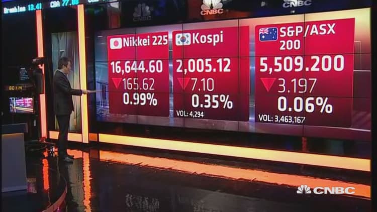 Asian shares open lower