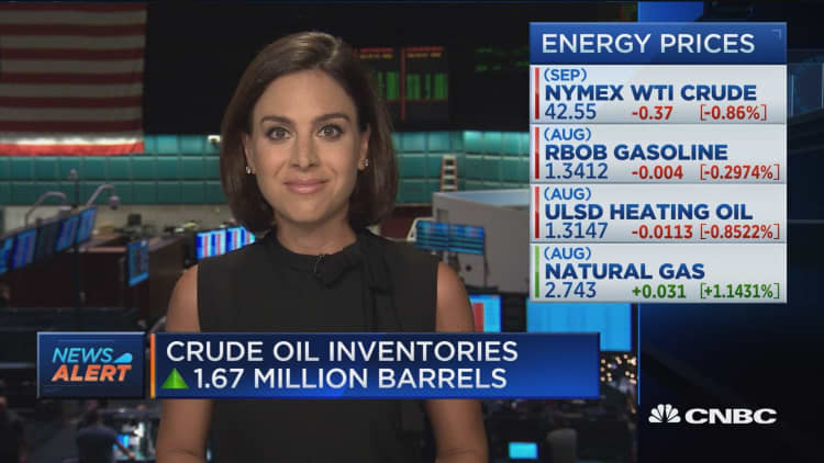 Crude oil inventories up 1.67 million barrels