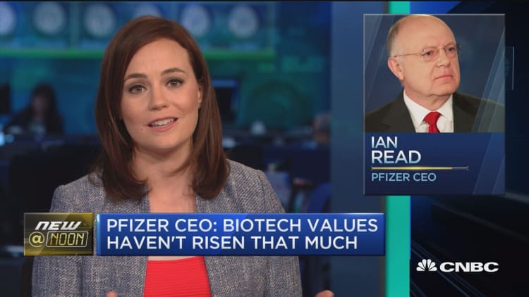 Pfizer CEO: Biotech values haven't risen that much