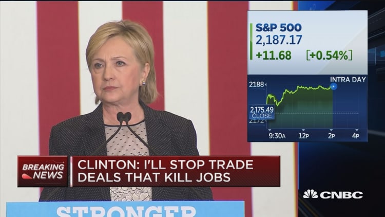 Clinton: Need to make trade work for us, not against us