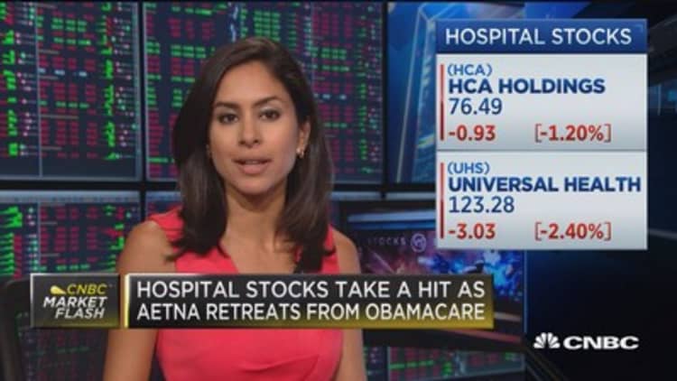 Hospital stocks take a hit as Aetna retreats from Obamacare