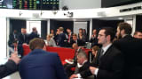 Traders operate in the Ring, the open trading floor of the new London Metal Exchange (LME) in central London.