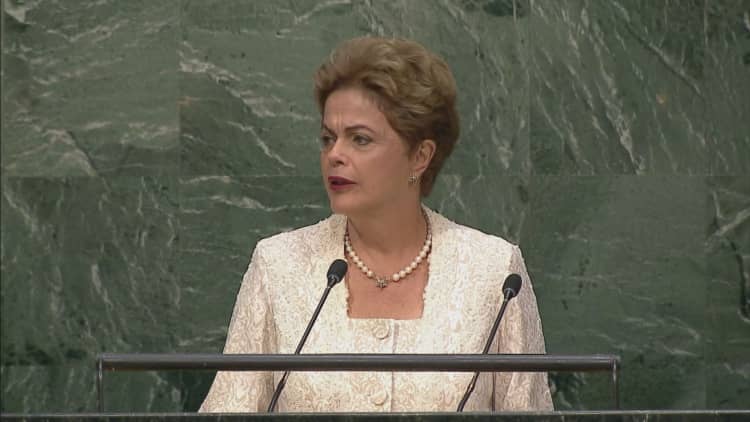 Brazil's Rousseff defends herself before the Senate