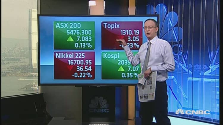 Asian shares open mixed