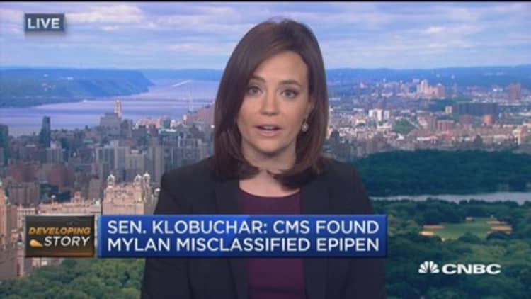 Sen. Klobuchar: CMS found Mylan misclassified EpiPen