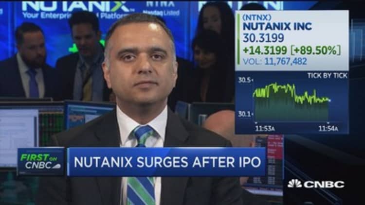 Nutanix surges after IPO