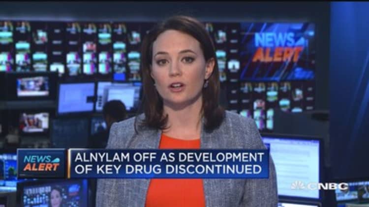 Alnylam off as development of key drug discontinued