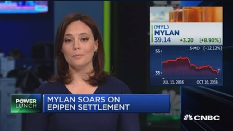 Mylan soars on EpiPen settlement