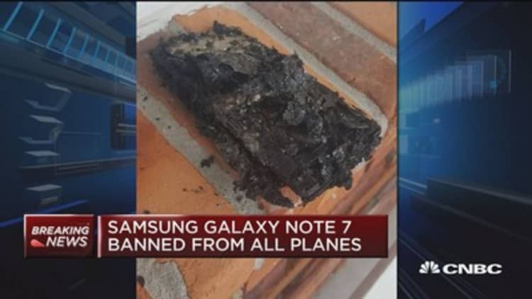Samsung Galaxy Note 7 banned from all planes