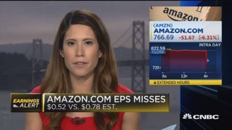 Amazon drops on earnings miss