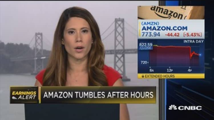 Amazon tumbles after hours
