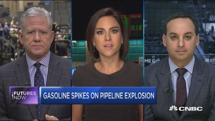 Futures Now: Gasoline spikes on pipeline explosion