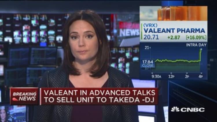 Valeant in advanced talks to sell unit to Takeda -DJ