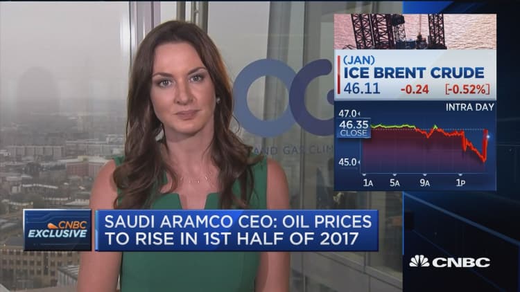 Saudi Aramco CEO: Oil prices to rise in 1st half of 2017