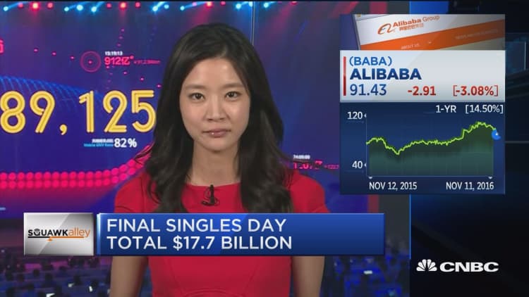 Singles day total: 120.7 billion yuan